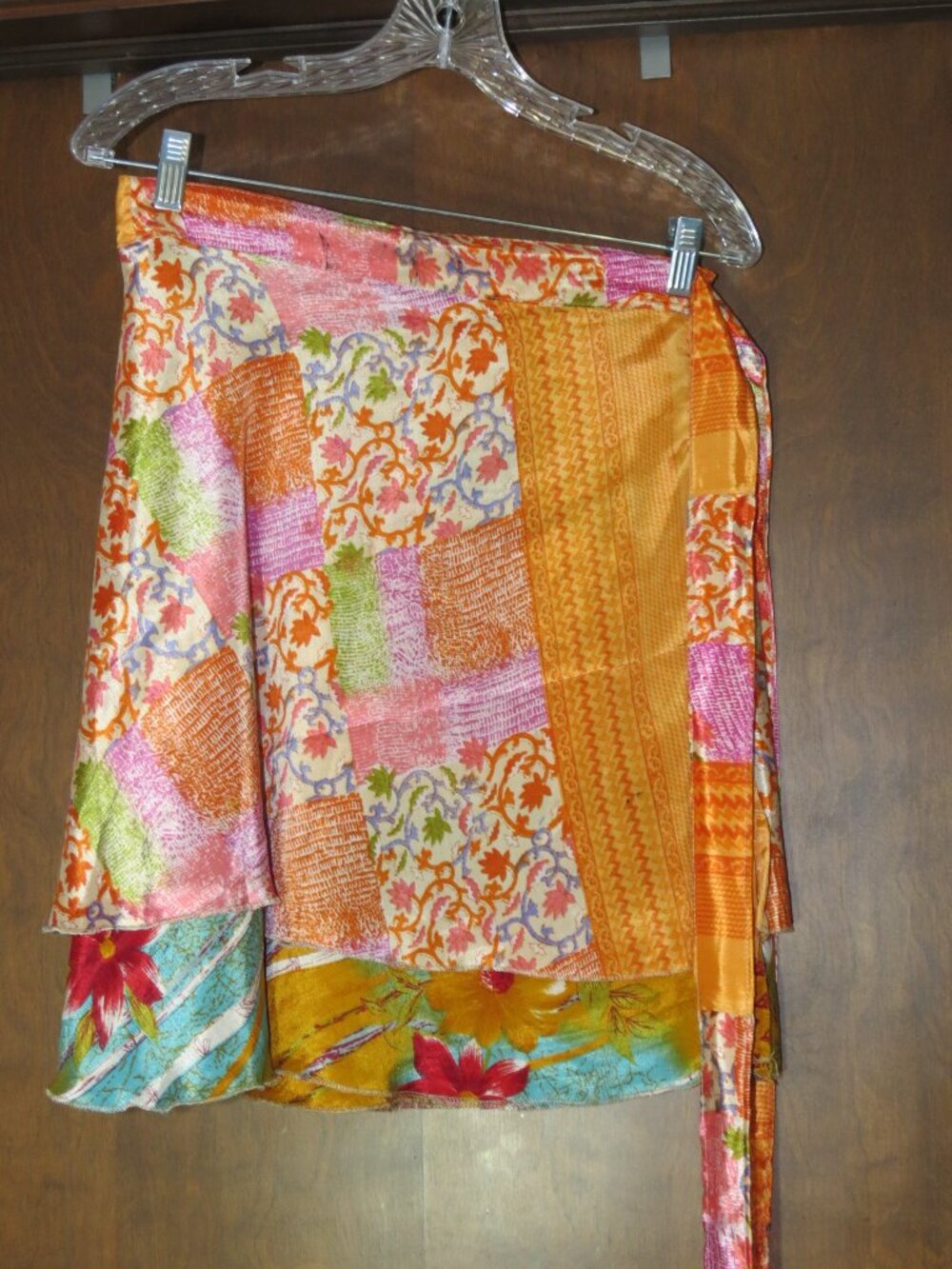 Darn Good Yarn Sari Silk Wrap Skirt XL 8-20 Mini Reversible